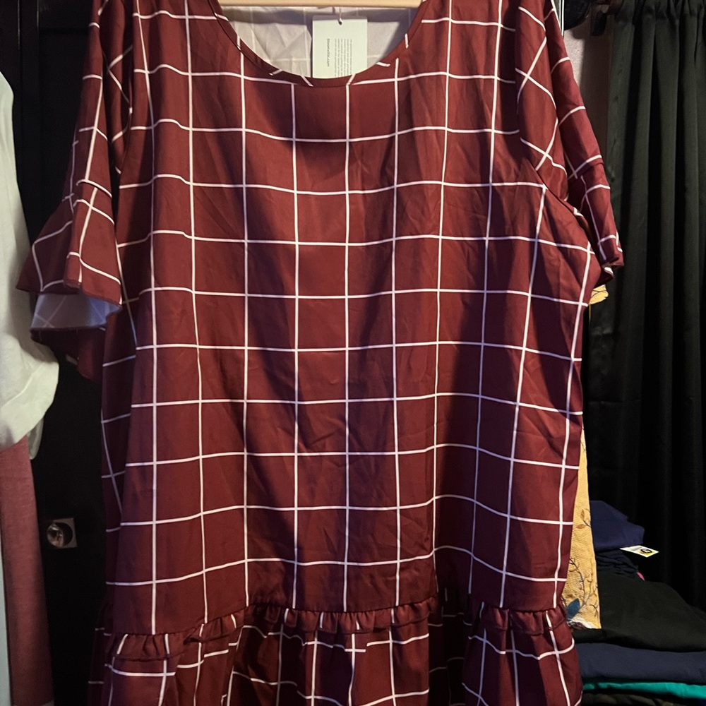 Maroon Checkered Blouse